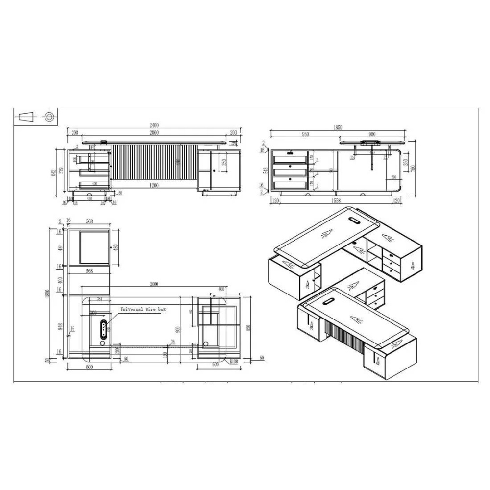 Офис бюро - RFG Parma 240/185/76 см орех и перлен графит